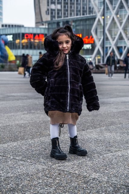 Manteau réversible fourré