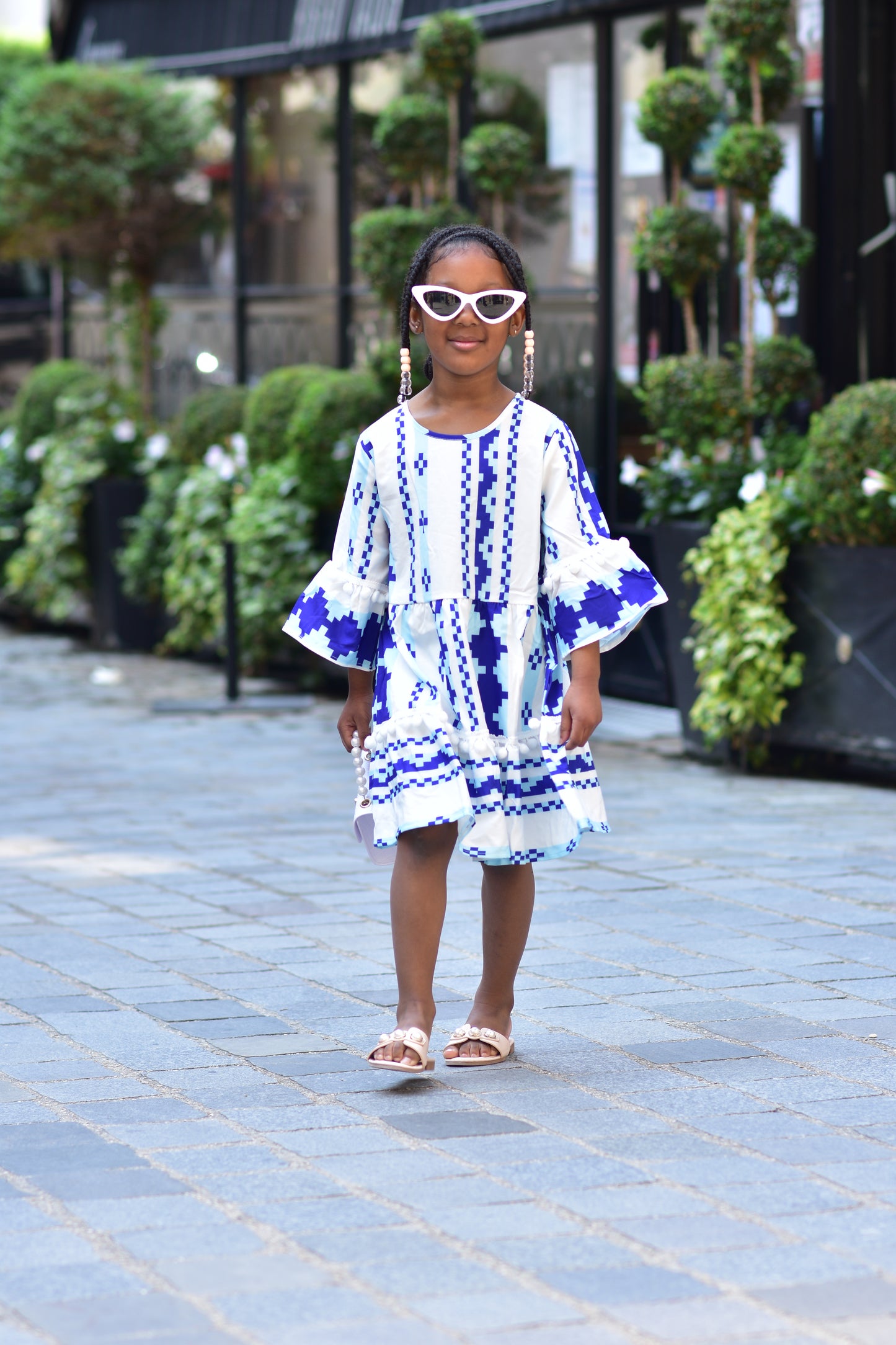 Robe Bleue Pompom