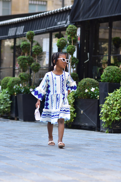 Robe Bleue Pompom